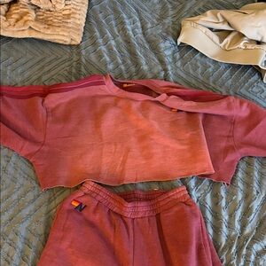 Aviator Nation Maroon Crop Top and Joggers